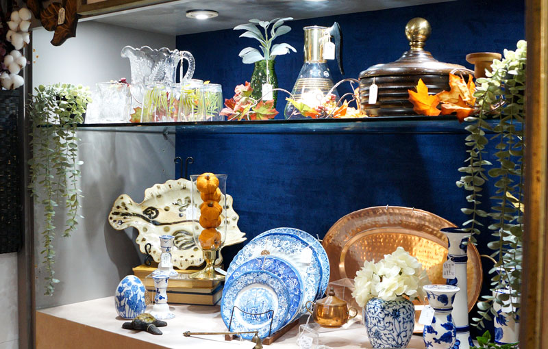 Vintage furniture and home decor display